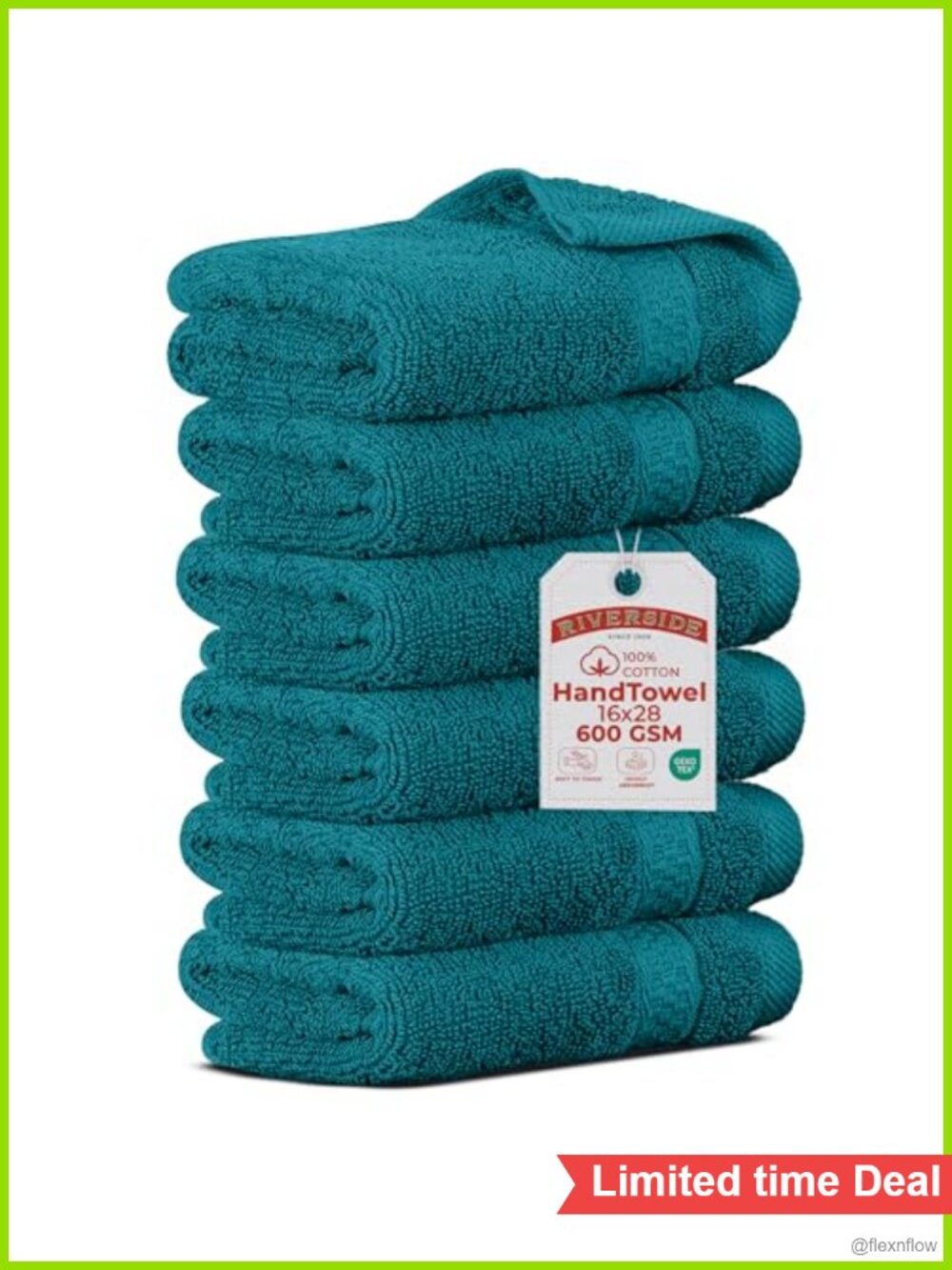 6 Pack Premium Cotton Hand Towels Set 16x28 600 GSM